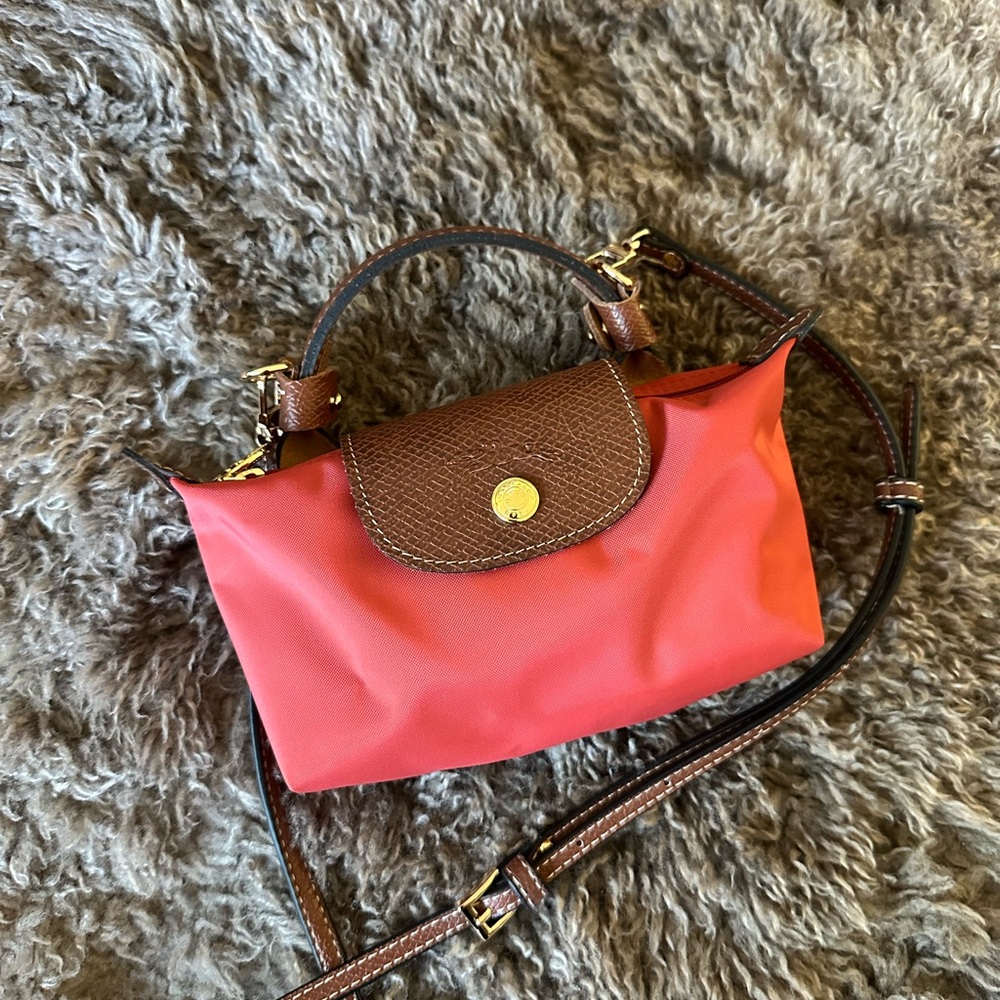 longchamp le pliage orange canvas pouch